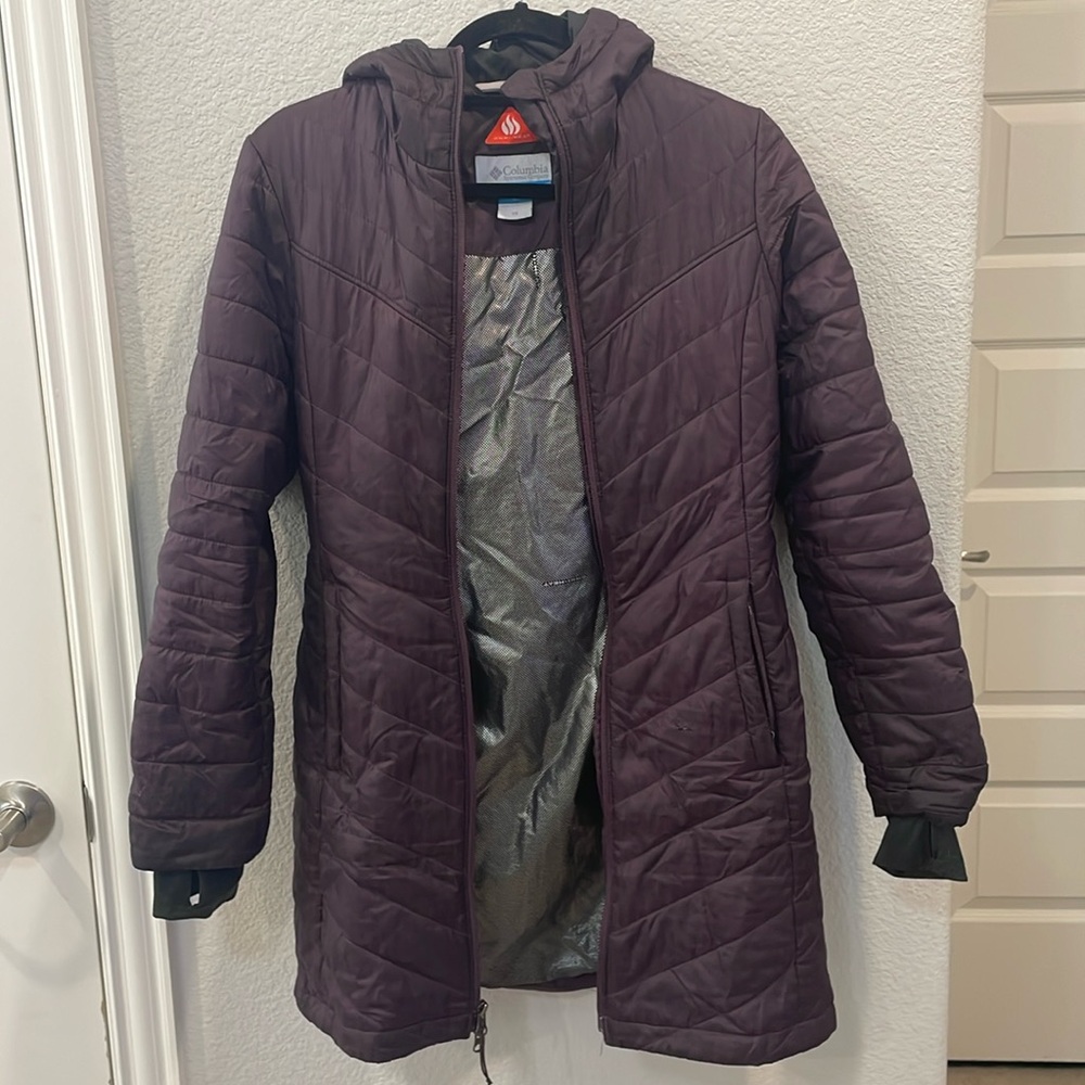 COLUMBIA Omni-Heat Down Insulated‎ Long Purple Puffer Jacket Size XS